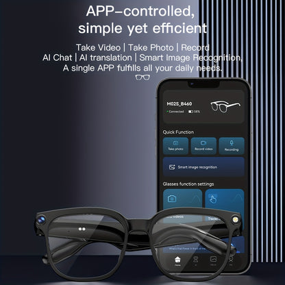 AI Camera Glasses 4K Recording & Real-Time Translation – 163 Languages, 8MP Wide-Angle FPV, 4GB Storage, Wireless Smart Glasses for Travel & Driving