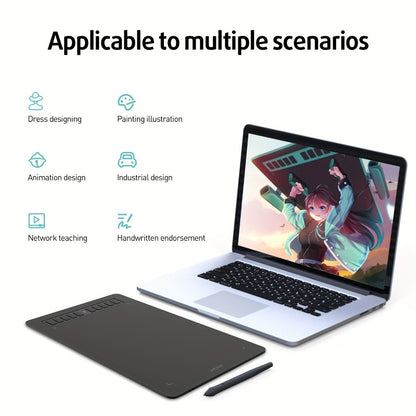 XENX Graphics Drawing Tablet 10 x 6.22 Inch, 8192 Pressure Sensitivity Battery-Free Passive Stylus, 10 Customizable Hotkeys, Compatible with Mac Windows Android, Wacom Alternative for Digital Art Illustration Design Online Teaching