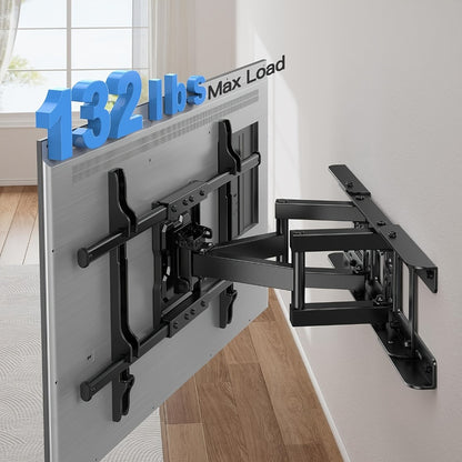 Full Motion TV Wall Mount 37-75 Inch – Heavy Duty Dual Arm Swivel Tilt, 132 lbs Capacity, VESA 600x400mm, Extends 15.4 Inch, Fits LED LCD OLED Flat Curved Screens, Cable Management Included