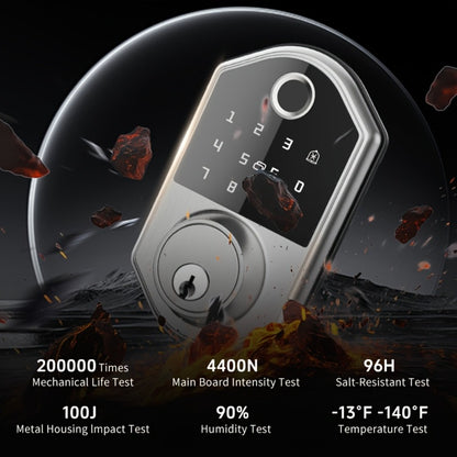 Anti-Peep Keypad Door Lock with Fingerprint & Auto-Lock - Biometric Smart Lock, IC Card Option, Keyless Entry for Home, Bedroom, Office & Apartment, Easy DIY Install, Black & Silver