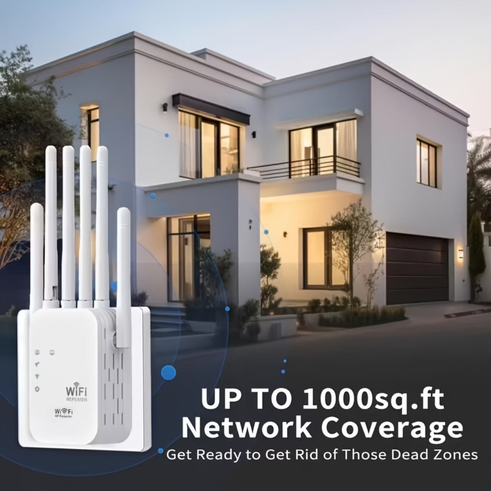 AX1200 WiFi 6 Mesh Extender 15888 Sq Ft Coverage, 135+ Devices, OFDMA, Gigabit Ethernet Port, Alexa Compatible, CISA Certified, Dual Band 2.4GHz & 5GHz, One-Touch Setup, White
