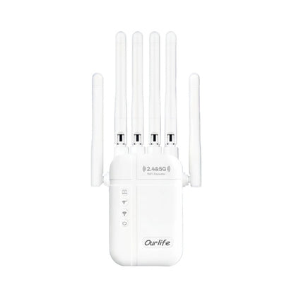 WiFi Extender 2026 Upgraded 6-Antenna Supports 105 Devices - Ultra High-Speed Internet, 4 Modes Repeater AP Router WISP, Wide Coverage, Universal Router Compatibility, US Plug, White