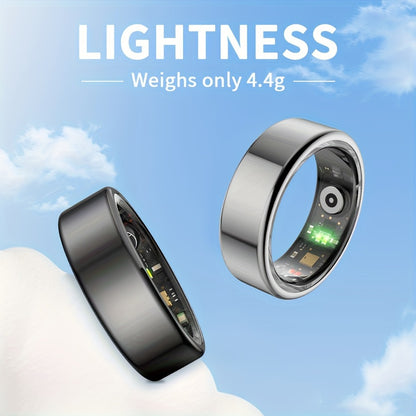 R18 Smart Ring Activity Tracker with 20+ Workout Modes – Sleep & Stress Monitor, Heart Rate, iPhone & Android Compatible, USB Charging, Silvery Black Golden (Size 7-13) Fitness Gift for Men Women