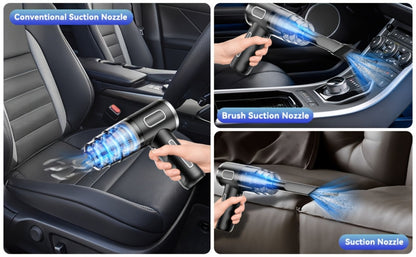Cordless Mini Vacuum Cleaner 3KPa Strong Suction, USB-Powered Portable Handheld Vacuum with Long Reach Tube & Brush Heads, Lightweight Compact Design for Car, Home, Office, Keyboard, Electronics