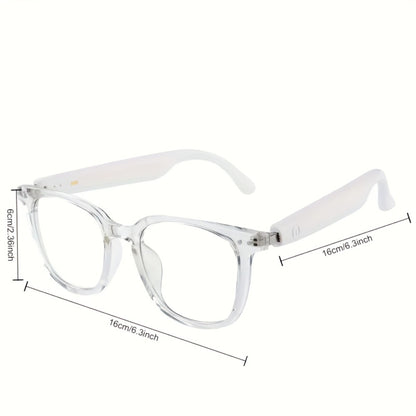 Bluetooth Smart Glasses with Photochromic Auto Dimming Lenses & Anti Blue Light – Wireless Built-in Speaker | Music & Hands-Free Calls | Magnetic Charging | Black White Gold Blue | Wearable Tech Gift