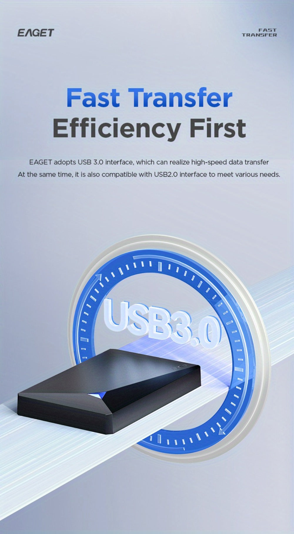 1TB Dual-Disk External Hard Drive USB 3.0 5Gbps High Speed 2.5 Inch Portable HDD Plug and Play for PC Laptop Mac PS4 Xbox Smart TV Data Backup Storage Drive