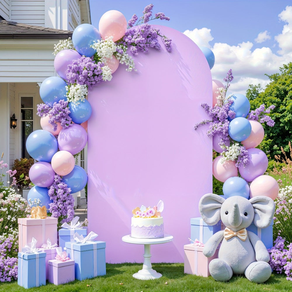 Wedding Arch Cover 6ft Polyester Fitted Round Top Backdrop Cover, Wrinkle-Free Machine Washable, for Wedding Ceremony Birthday Party Gender Reveal Banquet Decoration, 9 Colors Available