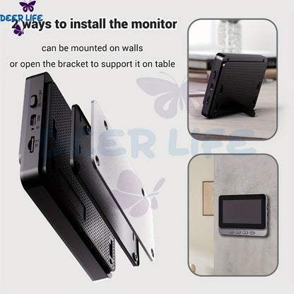 Wireless Doorbell with Monitor No WiFi No Subscription – 4.3" Screen, Two-Way Talk, Night Vision, 365-Day Standby, IP66 Waterproof, 128GB Auto Recording, No App No Monthly Fee