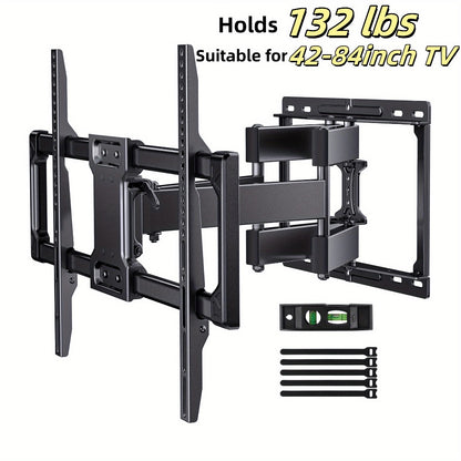 Full Motion TV Wall Mount 40-86 Inch – Holds 132 lbs, Pre-Assembled, Tool-Free Tilt Swivel Extend, VESA 600x400mm, Fits 12/16/18/24" Wood Studs