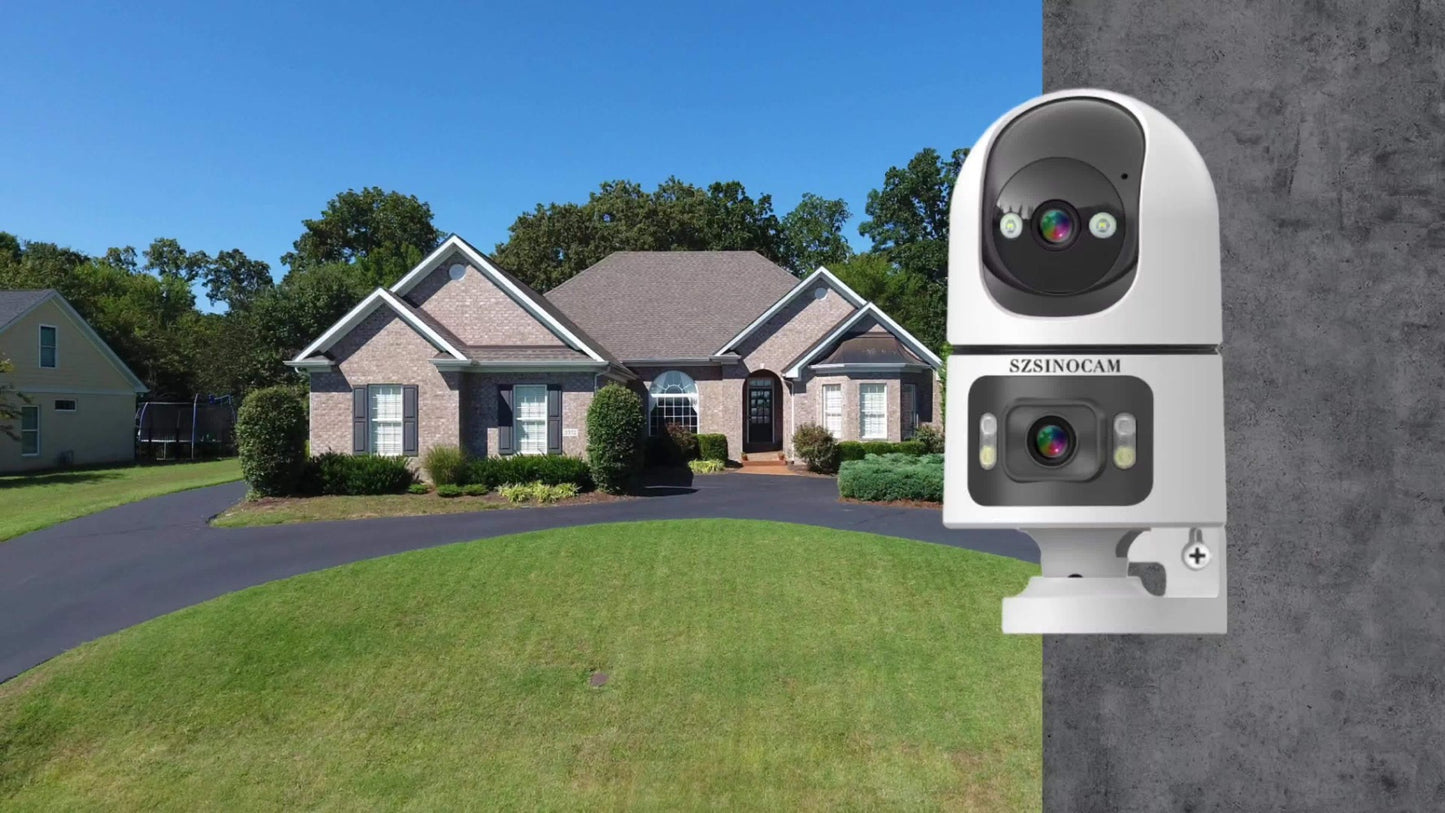 4K Dual Lens Security Camera WiFi Outdoor - 2160P Ultra HD, Dual Band 2.4G & 5GHz, Color Night Vision, Rain Proof, Tamper Detection, Two-Way Audio, Wall Mount for Home Indoor & Outdoor Surveillance