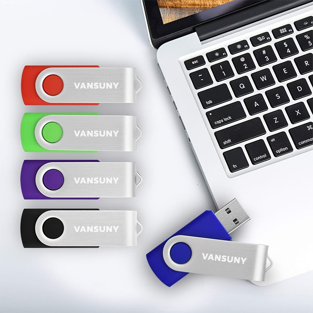 Rotary USB Flash Drive 5 Pack 5 Colors USB 2.0 Thumb Drive Memory Stick 4GB 8GB 16GB 32GB 64GB – Swivel Pen Drive Jump Drive Zip Drive for PC Laptop Mac Computer School Office