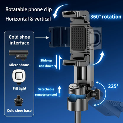 One-Click Release Selfie Stick Tripod 16 Inch Extendable with Wireless Bluetooth Remote & 360° Rotating Bracket – Lightweight Portable Phone Stand for iPhone Samsung Android Travel Vlog Concert