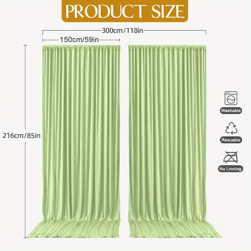 Party Backdrop Curtains 2pcs 59x118 Inch with Poles Wrinkle-Resistant Non-Transparent Fabric Background for Wedding Birthday Bridal Shower Holiday Decoration