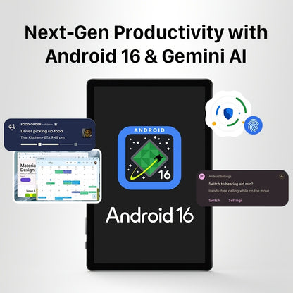 11 Inch Android 15 Business Tablet WiFi 6 – Gemini AI, Octa-Core, 4GB/8GB RAM 64GB/128GB ROM, Dual Camera, Stereo Speakers, USB OTG, Ad-Free, Long Battery, 2026 Model Grey