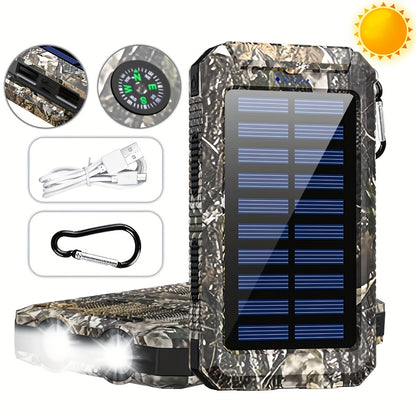 Solar Power Bank 40000mAh with Built-in 4 Cables & 15W Wireless Charging – 6 Outputs 3 Inputs Dual LED Flashlight Portable Charger for iPhone Android Tablets Camping Travel Emergency
