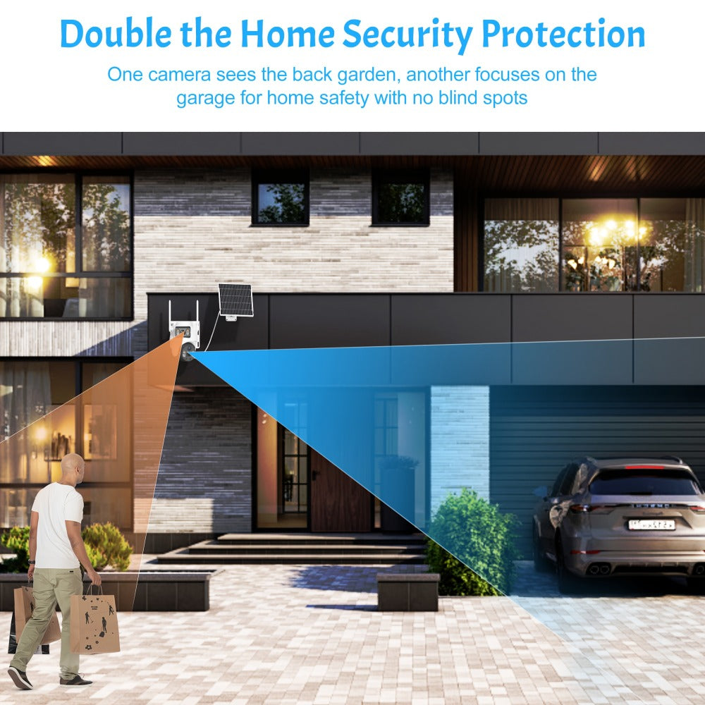 4K Solar Security Camera Outdoor Wireless – 360° PTZ Dual Lens PIR Motion Detection, Full Color Night Vision, Spotlight Siren Alarm, Two-Way Audio WiFi Camera for Home, Farm & Ranch