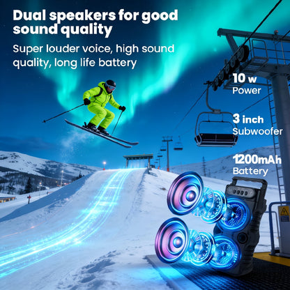 Dual 3-Inch Wireless Bluetooth Speaker with Colorful LED Lights, USB TF Card FM AUX Multi-Input, Long Playtime, Compact Party Speaker for Desktop Gaming Disco Outdoor Concerts Christmas Gifts