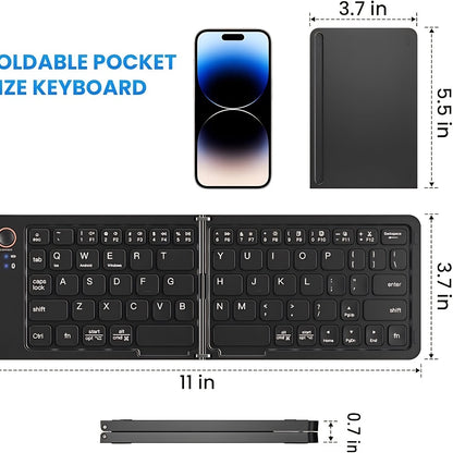 7.3mm Ultra-Slim Magnetic Wireless Keyboard Rechargeable Foldable Compact Bluetooth Keyboard with Media Hotkeys for Computer Desktop PC Laptop Smart TV iOS Android Windows