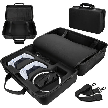 PS5 Slim Hard Shell Travel Carrying Case – Shockproof Protective Bag for PlayStation 5 Slim Disc & Digital Edition, Controller Compartment, 8 Game Card Slots & Shoulder Strap, Black or Grey