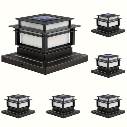 Solar Post Cap Lights for Fence Deck 6 Pack - Outdoor Bright LED Waterproof Auto Dusk to Dawn for Garden Porch Patio Stair Railing Newel Post Driveway Pillar Decoration