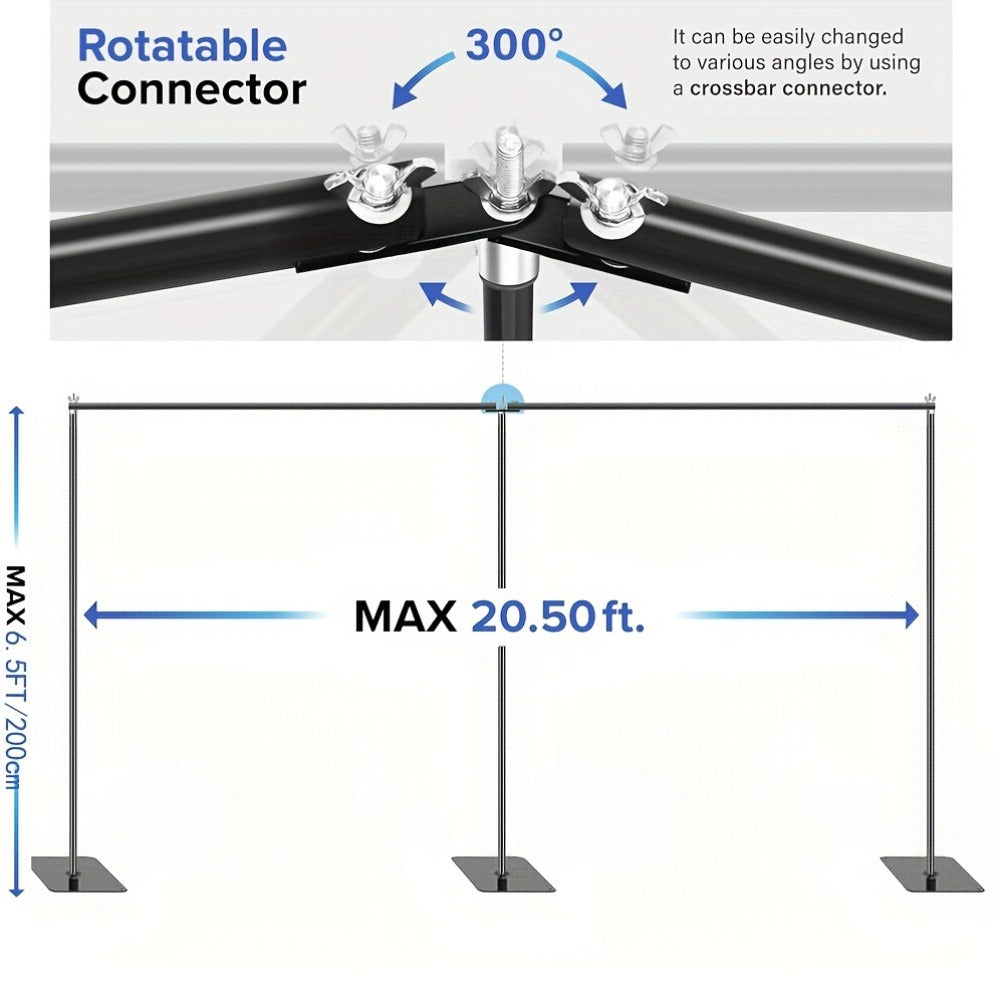 Background Support Stand System 19x6.5Ft 300° Rotating Connector Dual Crossbar with 6 Clamps 3 Weights Carrying Bag for Photography Studio Weddings Events