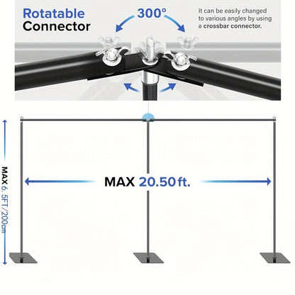 Background Support Stand System 19x6.5Ft 300° Rotating Connector Dual Crossbar with 6 Clamps 3 Weights Carrying Bag for Photography Studio Weddings Events