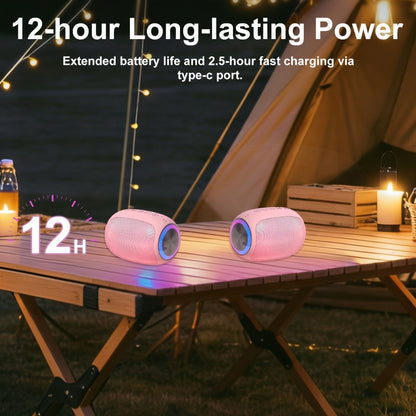 Pink Portable Wireless Bluetooth Speaker with Colored LED Lights - Foubeak Dual Speaker Stereo Sound, Rechargeable, Perfect Gift for Girls Women Christmas Birthday Valentine