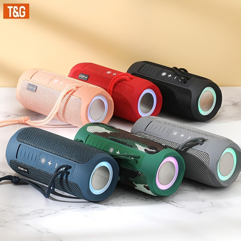 TG227 Portable Bluetooth Speaker with LED Breathing Light, TWS Stereo Sound, USB-C Rechargeable, Wireless Speaker for Outdoor Camping, Hiking, Gatherings