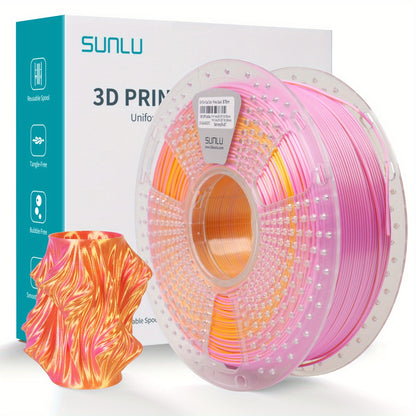 Dual Color Silk PLA Plus Filament 1.75mm 1kg – Shiny Gradient Texture High Toughness Low Shrinkage ±0.02mm 3D Printing Filament 2.2lb | Smooth Surface PLA+ for FDM 3D Printers Decorative Prints Gifts
