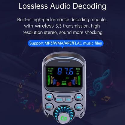 Car FM Transmitter Bluetooth 5.3 with QC3.0 & PD 30W Fast Charging, Hands-Free Car Kit, Bass Boost, 3.5mm AUX Audio Input, MP3 Player – Wireless Car Audio Adapter for iPhone Android