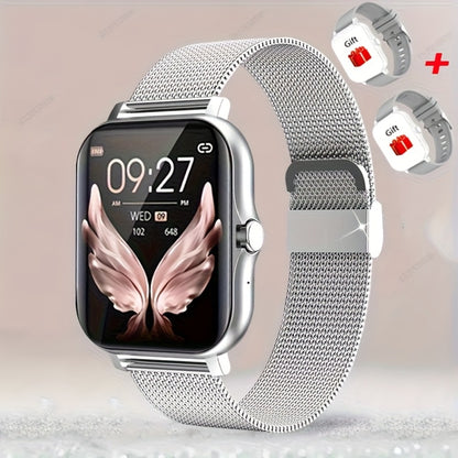 Stainless Steel Smartwatch 1.83 Inch 304L Alloy Body HD Bluetooth 5.0 Calling Music Player Multi Sport Mode Multiple Watch Faces Full Touch Screen Compatible with Android iPhone – Black Gold Pink Silver