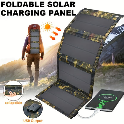 Portable Folding Solar Panel Charger with USB Port, 20% Monocrystalline Silicon Efficiency, Foldable Waterproof Design for Camping Hiking Backpacking, Charges Phones Tablets Power Banks