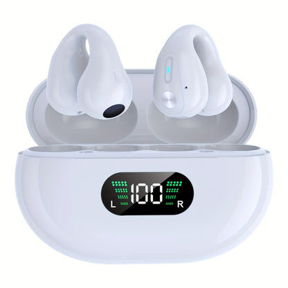 Menzluio Bone Conduction Headphones 48H Playtime HiFi Stereo Active Call Noise Canceling Wireless Open-Ear Headset for iPhone Android Sports Running Cycling Outdoor Awareness