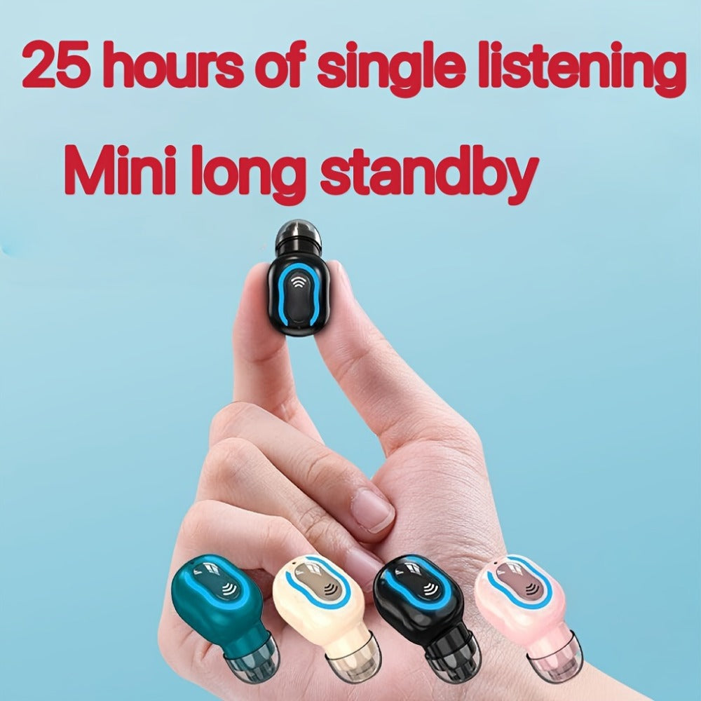 Mini Invisible Wireless Earphone Long Standby Condenser Microphone In-Ear Sport Headset for Running Gym Cycling Exercise iOS Android Black Green Beige Pink