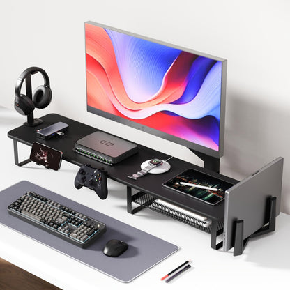 Monitor Stand Organizer with Headset Holder Phone Stand & Game Controller Holder, Versatile Desktop Riser for Computer Monitor Laptop, Gaming & Home Office Desk Organizer