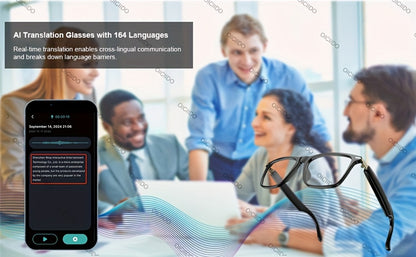AI Smart Glasses with Real-Time Translation for 160+ Languages, ChatGPT Voice Assistant, HD Calls & Hi-Fi Music – Open-Ear Audio Glasses for Men & Women