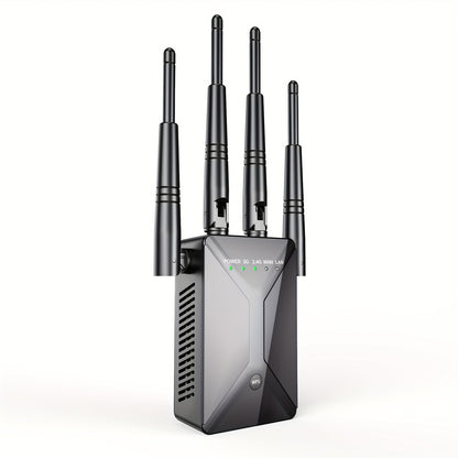 Ethernet Port WiFi Booster 1200Mbps Dual Band 5GHz & 2.4GHz, Up to 89% Faster WiFi Extender, 2026 Latest Upgraded Internet Signal Repeater for Gaming Smart TV Remote Work Large Home, Black