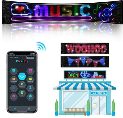 Programmable LED Sign Large Flexible Matrix Panel, App-Controlled Text & Animation, Music Rhythm Display, USB 5V, Indoor Shop Bar Bedroom Decoration Digital Scrolling Sign