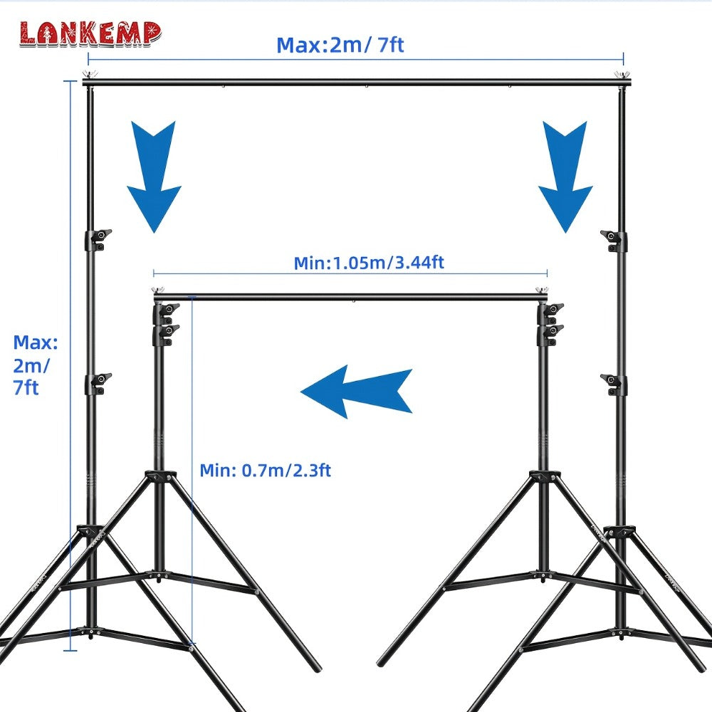 Backdrop Stand 7x7ft Adjustable Background Stand for Photography Photo Booth Party Projector Screen Streaming Portraits Photobooth Props