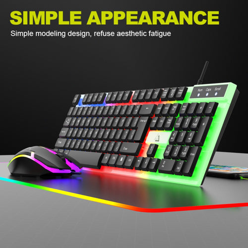Rainbow RGB Gaming Keyboard and Mouse Combo GT100 – 104 Keys Full-Size Mechanical Cyan Axis Wired Set, Vibrant LED Backlit for PC, Laptop, Mac, Windows & Linux | 50M Keystroke Durability | Black & White