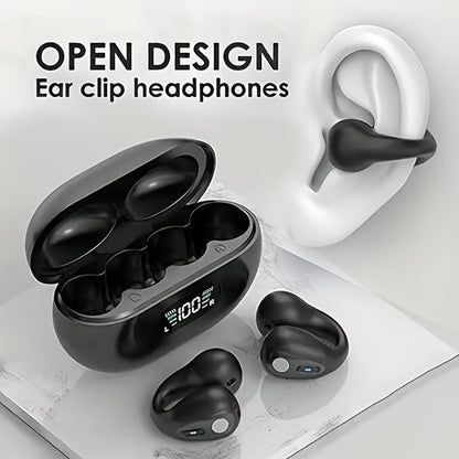 Menzluio Bone Conduction Headphones 48H Playtime HiFi Stereo Active Call Noise Canceling Wireless Open-Ear Headset for iPhone Android Sports Running Cycling Outdoor Awareness