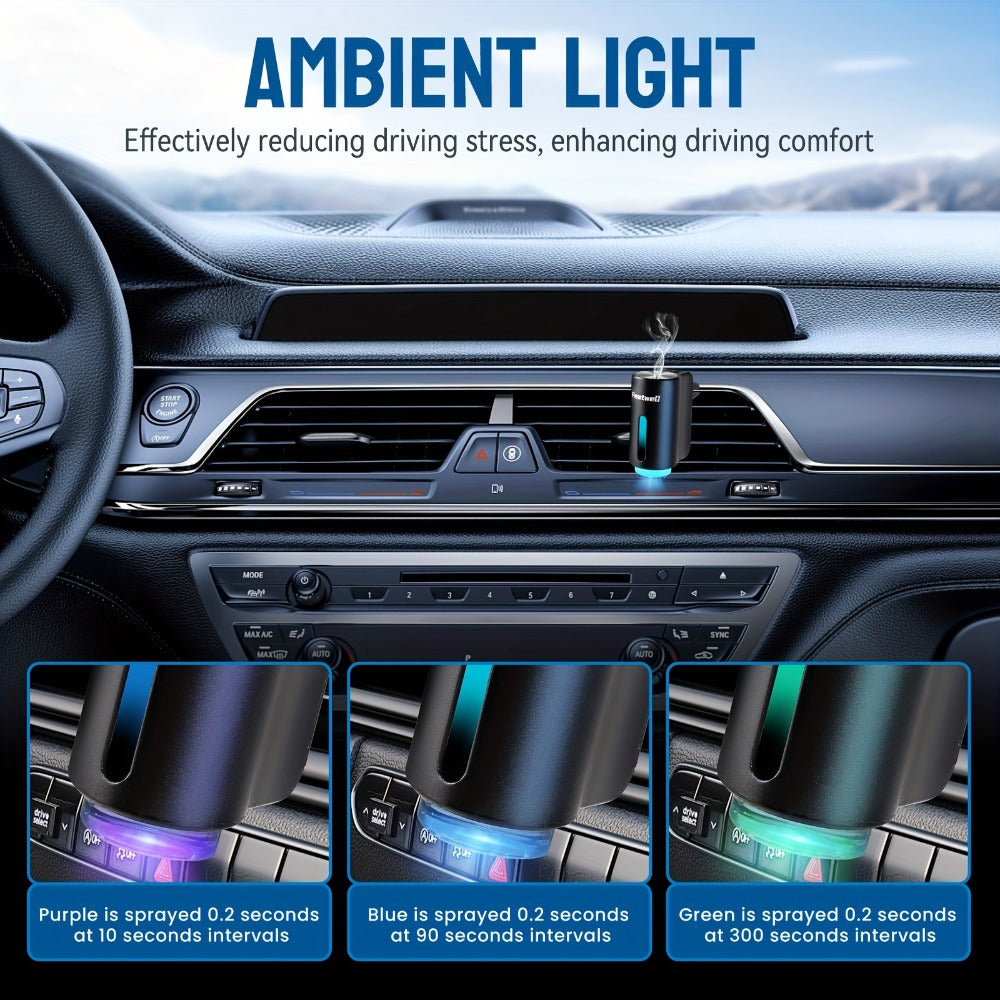 Car Essential Oil Diffuser & Humidifier – 3-Level Adjustable Mist, Quiet Ultrasonic Aromatherapy, Cup Holder Fit, Portable for All Car Models | Daily Commute Road Trip Driver Gift | Red Grey