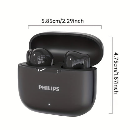 Philips TAT1220 Bluetooth 6.0 Wireless Earbuds ANC Active Noise Cancelling, 360° Surround Sound Open Design Touch Control Type-C Charging, In-Ear Headphones for Sports Daily Use Phone Camping Outdoor