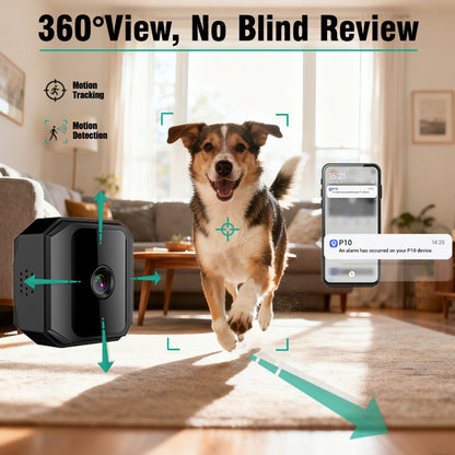 Mini Plug-In Security Camera Indoor Flexible WiFi with Night Vision, 24/7 Motion Alerts & TF Card Local Storage – No Monthly Fees, Perfect for Garage, Baby Room & Home Surveillance