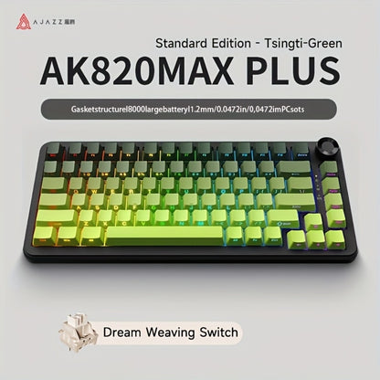 Hot Swap Gasket Mechanical Keyboard AJAZZ AK820 75% – Wireless 2.4GHz & Wired, Volume Knob, South-Facing RGB, Poron Foam, PBT Keycaps, Programmable, 11 Switch & Color Options for PC & Mac