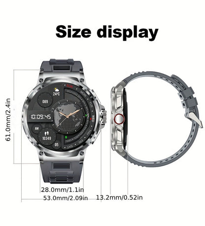 710mAh Long Battery Outdoor Sports Smartwatch for Men – 360x360 HD Screen Wireless Calling High-Quality Speaker Music Control Sports Tracking Sleep Monitor Dynamic Dial Silver Black Gift