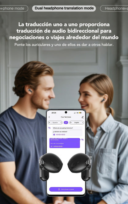 AI Translation Earbuds 136 Languages Real-Time Bidirectional Translation LDAC HD Sound True Wireless Bluetooth for Business Travel Meetings International Use