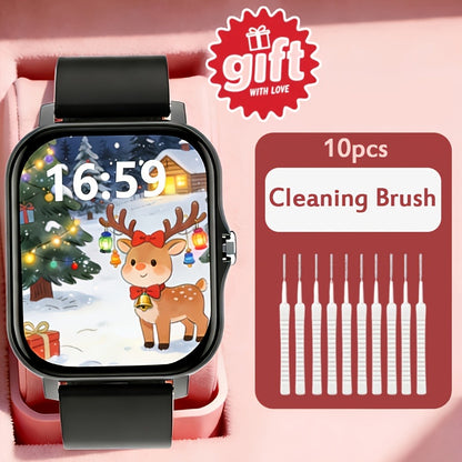 Smartwatch with Extra Strap Set, 1.83" Touch Screen, Wireless Calling, Multiple Sport Modes, Alarm Clock, Pedometer & Step Counter, USB Lithium Battery – Unisex Gift Compatible with iOS & Android