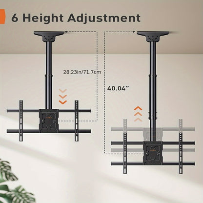 Ceiling TV Mount 37-75 Inch - 360° Swivel & Tilt Adjustable Bracket for Flat & Curved TVs up to 110 lbs, VESA 600x400mm, Stainless Steel, for Home Restaurant Gym