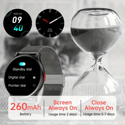 AMOLED Smartwatch for Men SENBONO 1.43" HD Bluetooth Calling, 100+ Sport Modes, DIY Custom Watch Face, Heart Rate Sleep Blood Oxygen Tracker, Long Battery, Black Mesh Steel Band – iOS Android Smart Watch